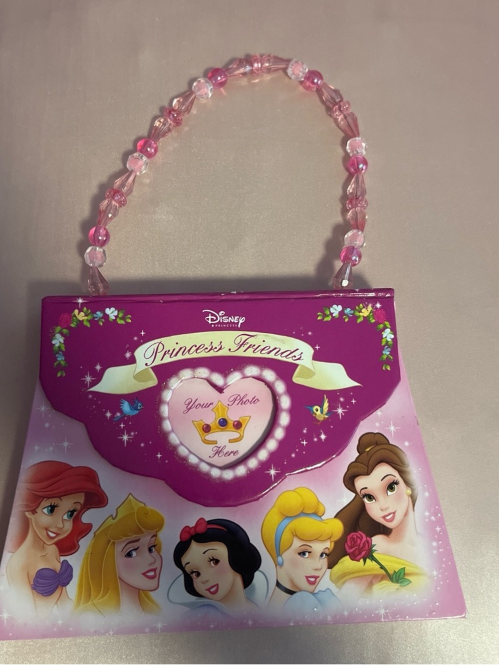 Disney PinkPrincess Friends Kids Purse shaped notebook with Beaded Handle